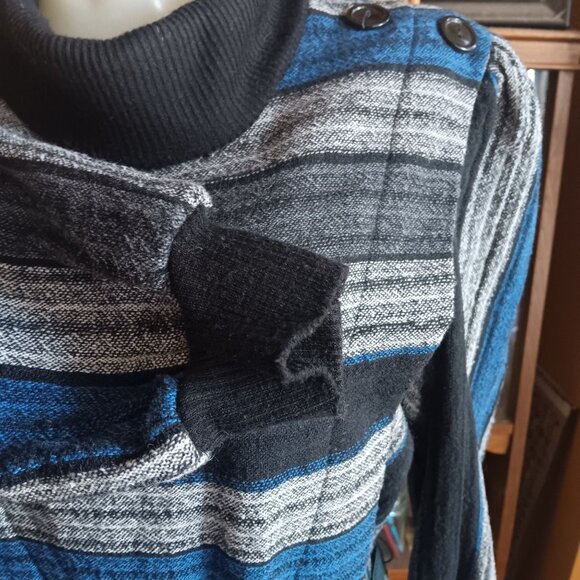 sz 13-14 Vintage New Wave Dress 1980's P.V. Rich Striped Knit Belted Made In USA - Picture 8 of 11